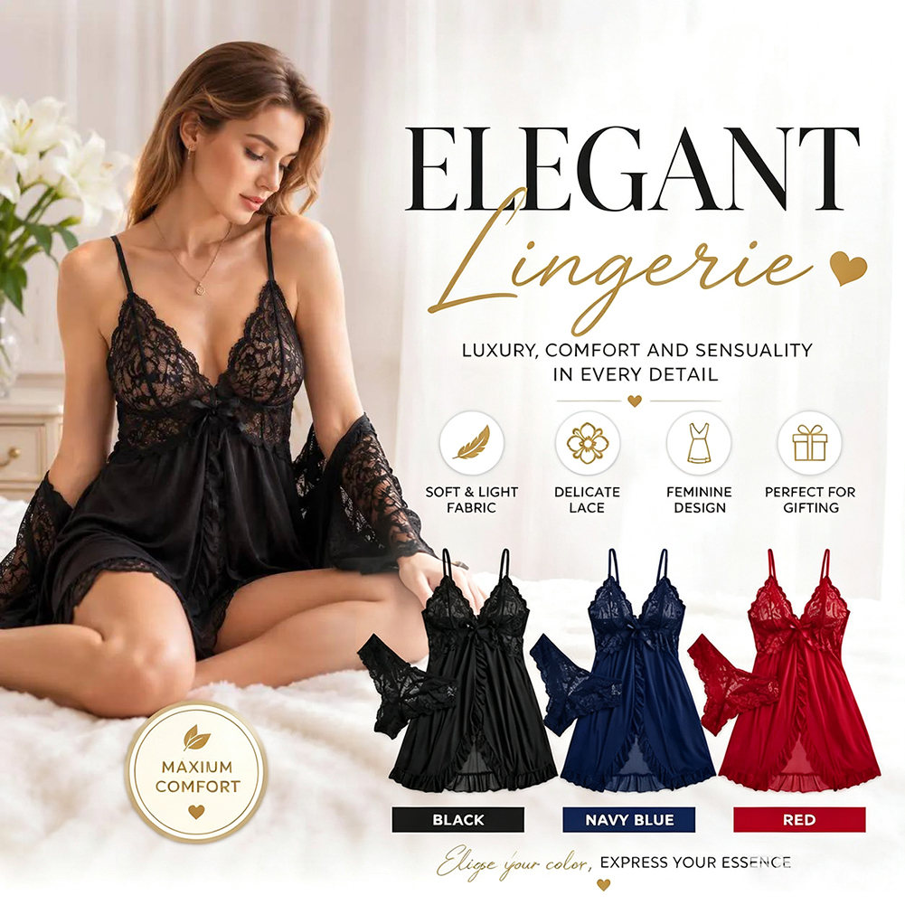 Babydoll Chemise Night - Women's Lace Lingerie Chemise Sexy Satins