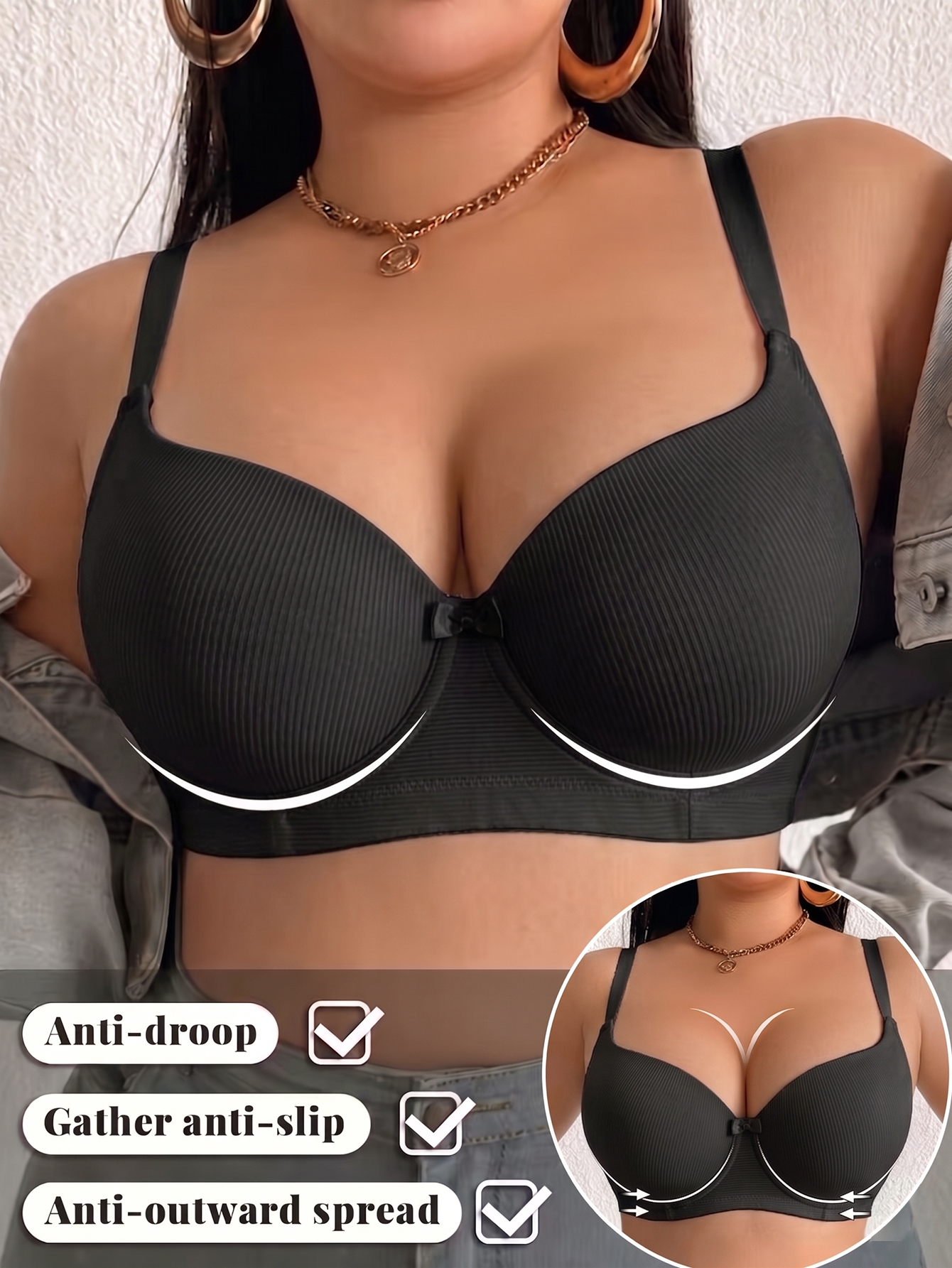 Plus Size Women Bra Thin Cup U - огляд і ціна Push Up Bra Padded