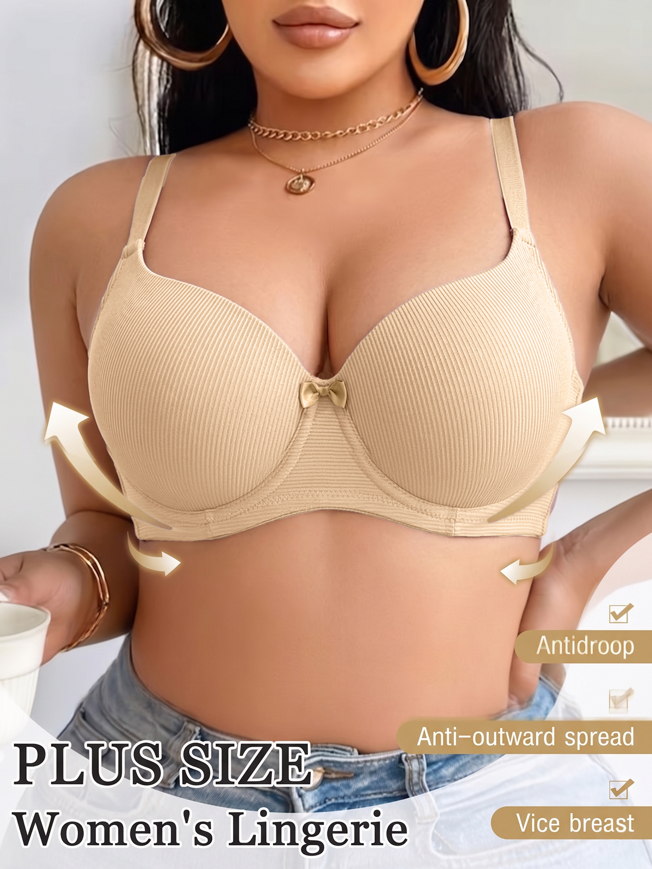 Plus Size Women Bra Thin Cup U - огляд і ціна Push Up Bra Padded