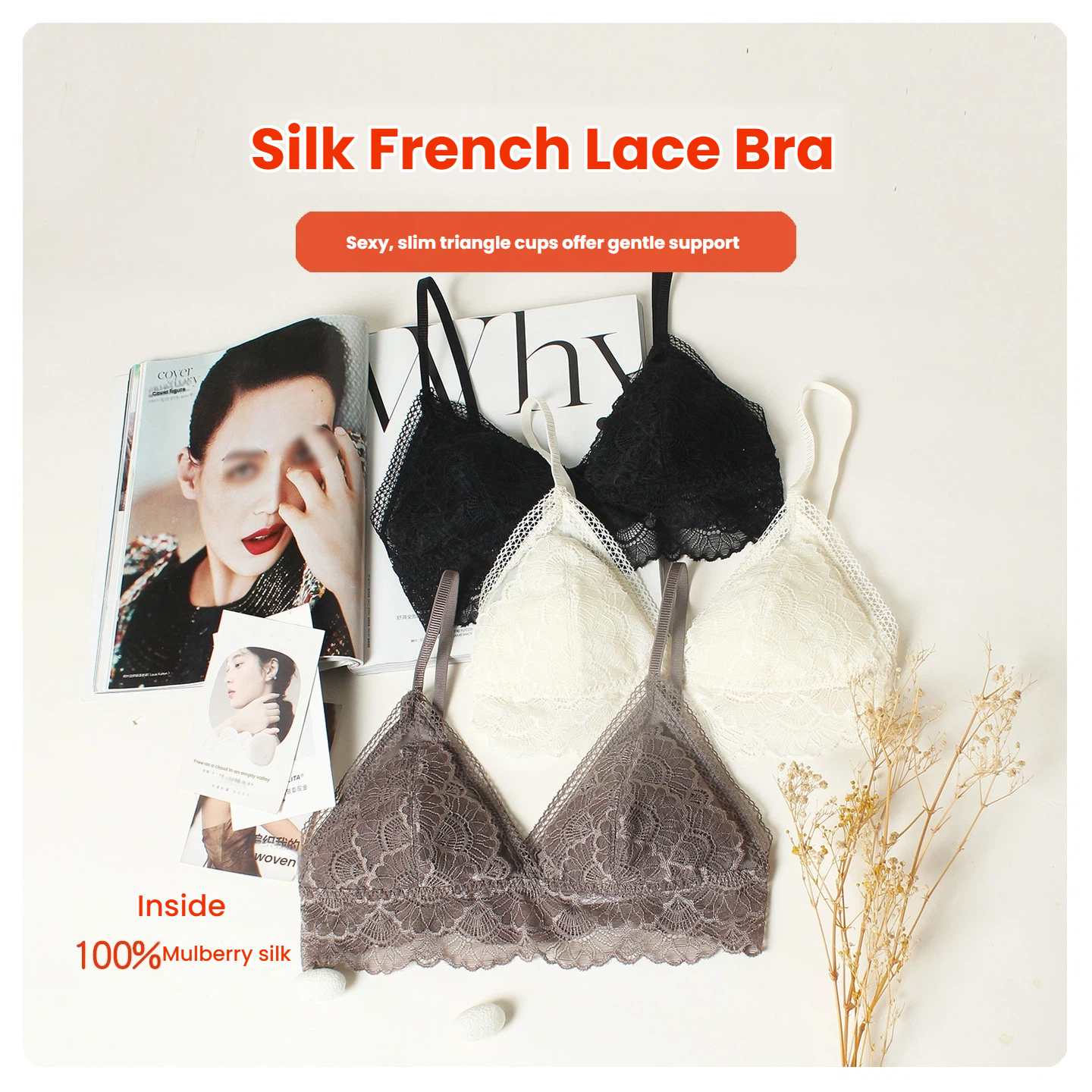 100% Mulberry Silk Triangle Cu - огляд і ціна Bralette Wireless Soft