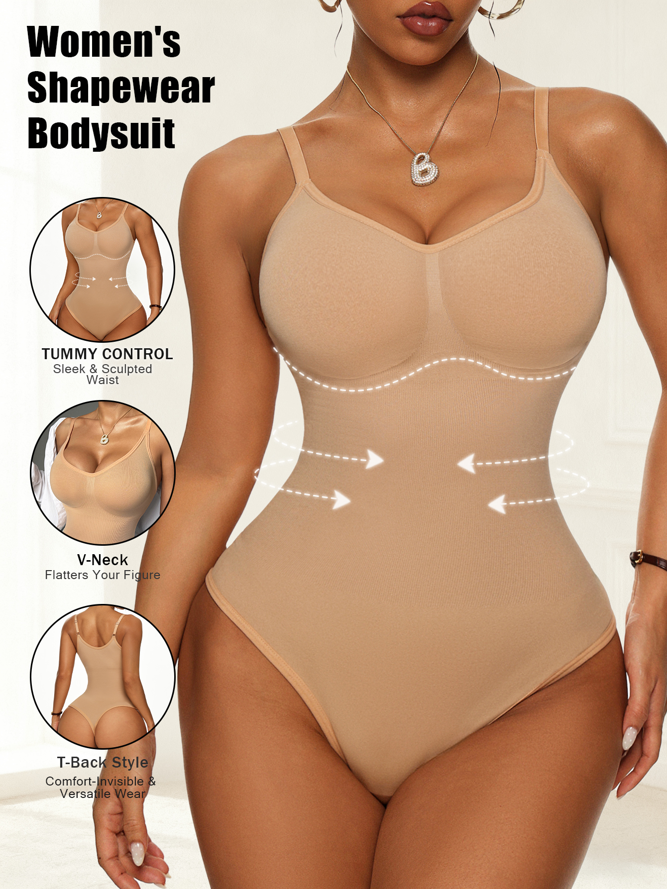 Women's Seamless Ribbed Bodysu - огляд і ціна Shapewear Bodysuit Firm
